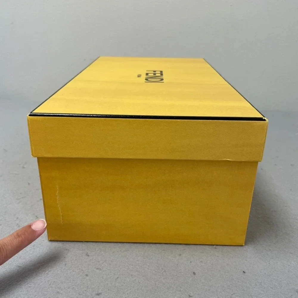 Fendi Shoe Box and Dust Bags Yellow Logo Authentic Storage Set 13.5x7.5x5